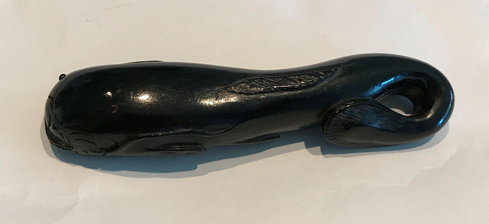 Umimatsu netsuke of a namazu (earthquake fish)